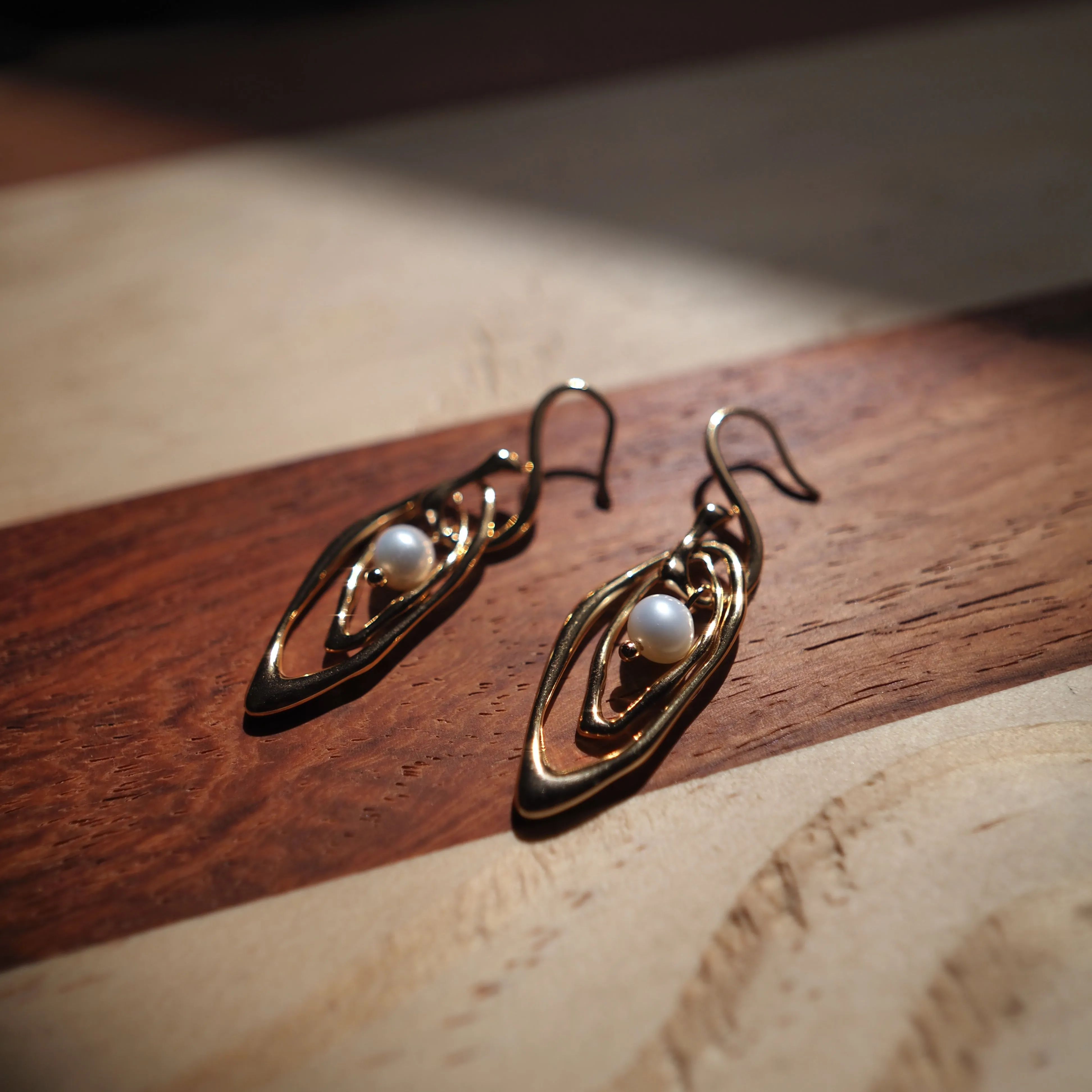 Freshwater Pearl Drop Earrings in Sterling Silver Gold Plated