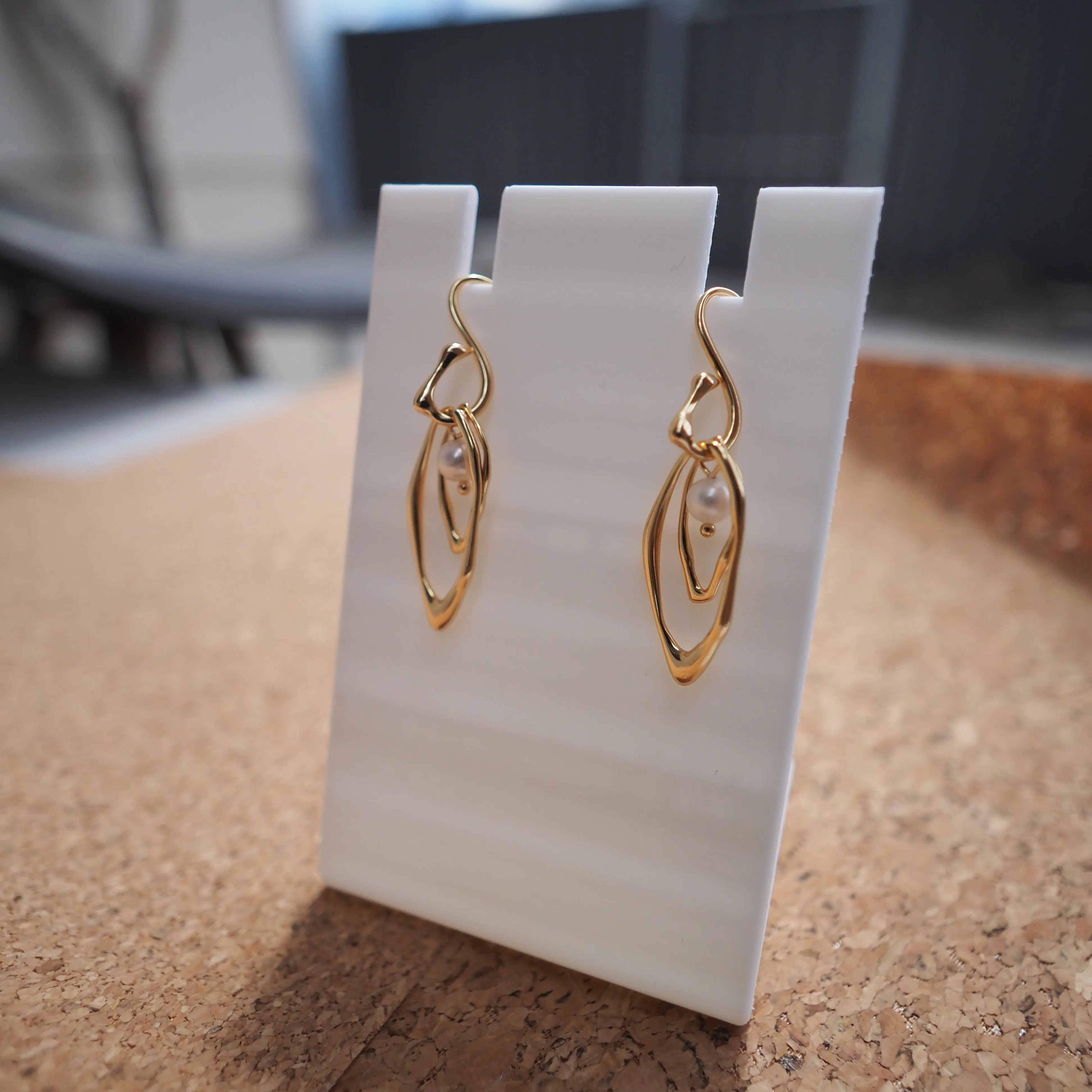 Freshwater Pearl Drop Earrings in Sterling Silver Gold Plated