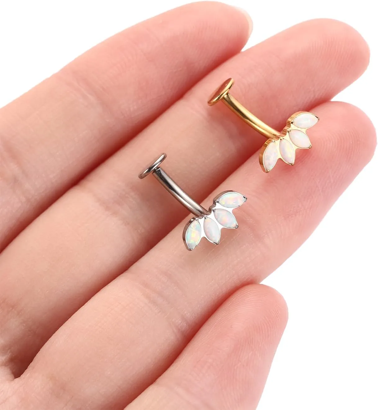 FUNLMO G23 Titanium Belly Button Ring Floating Navel Piercing Jewelry 14G Belly Piercing Jewelry Internally Threaded Curved Navel Barbell 8/10/12/14mm