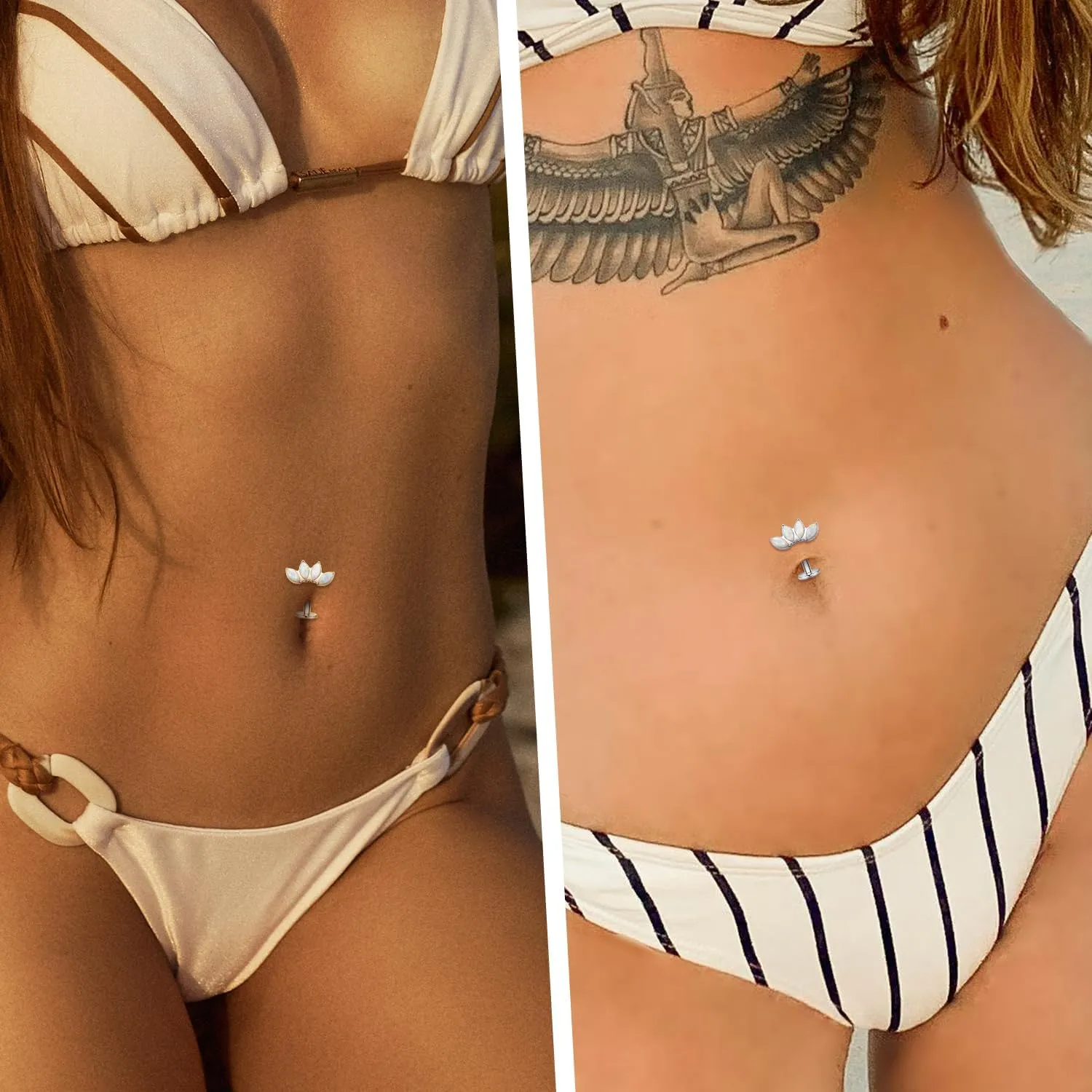 FUNLMO G23 Titanium Belly Button Ring Floating Navel Piercing Jewelry 14G Belly Piercing Jewelry Internally Threaded Curved Navel Barbell 8/10/12/14mm