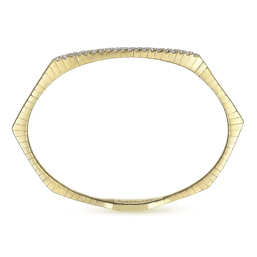 Gabriel & Co | 14K Yellow Gold Diamond Hexagon Shape Bangle