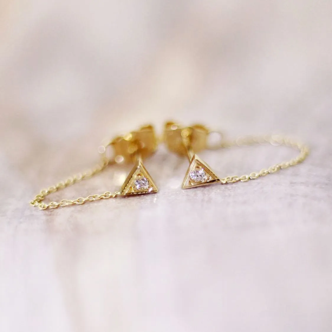 Gaia Diamond   14k Gold Chain Earrings