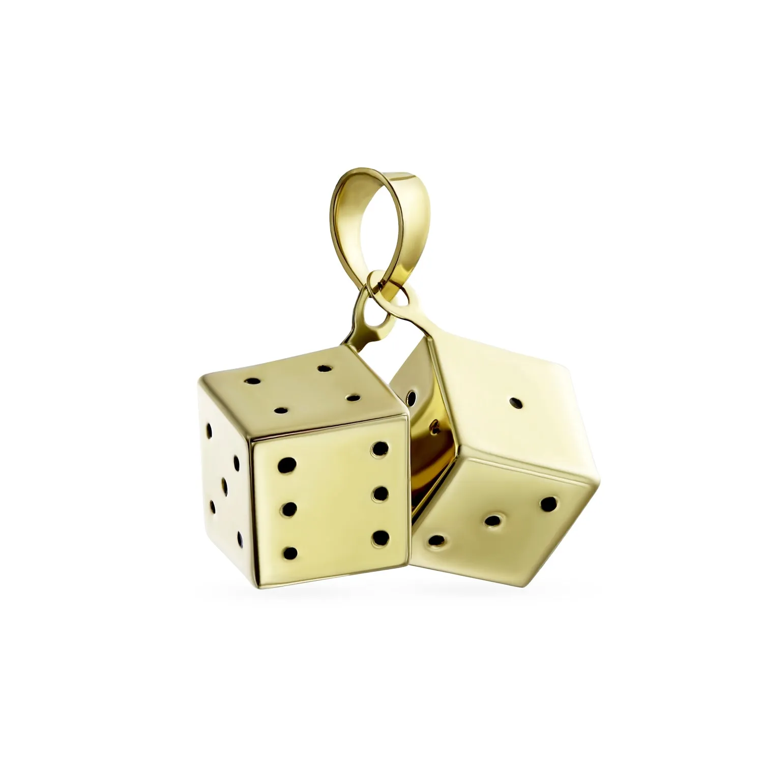 Genuine 14K Gold Pendant Necklace with Lucky Gambler Dice - No Chain Included