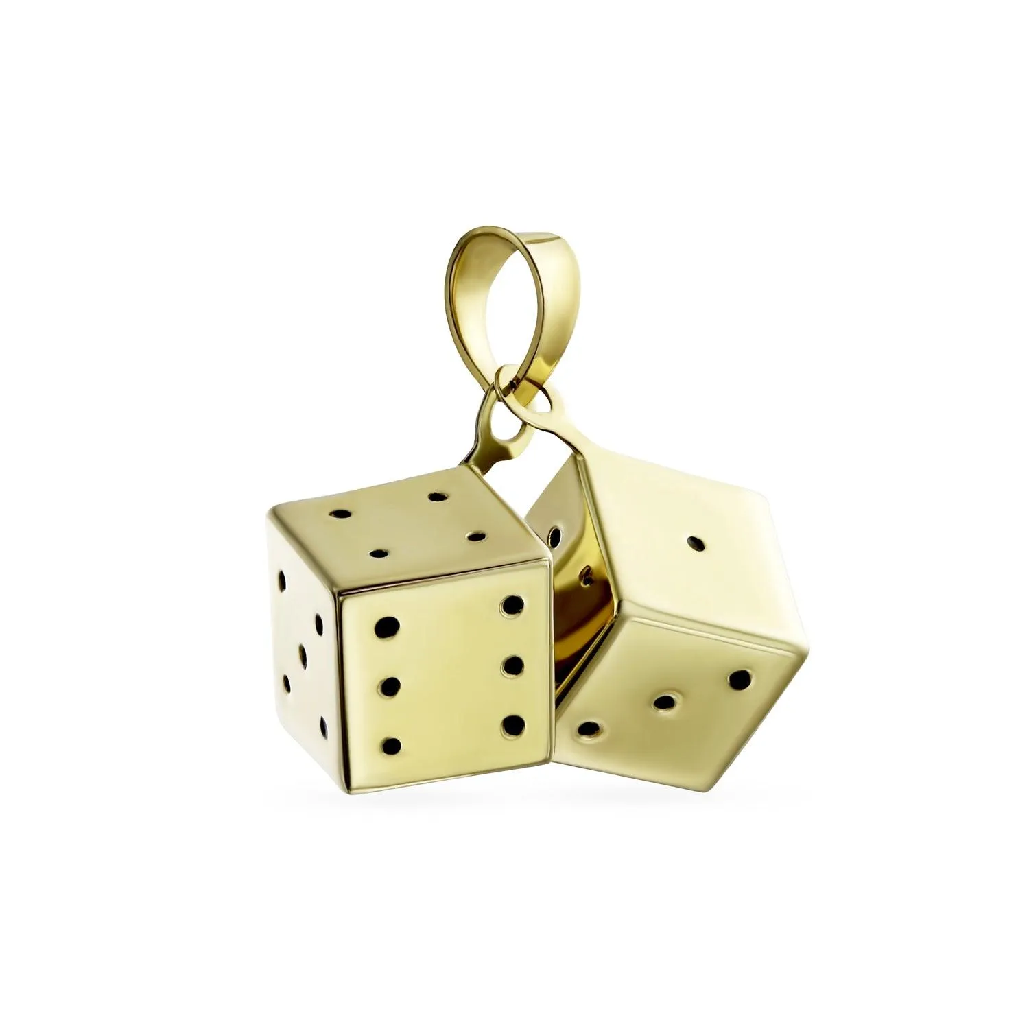 Genuine 14K Gold Pendant Necklace with Lucky Gambler Dice - No Chain Included