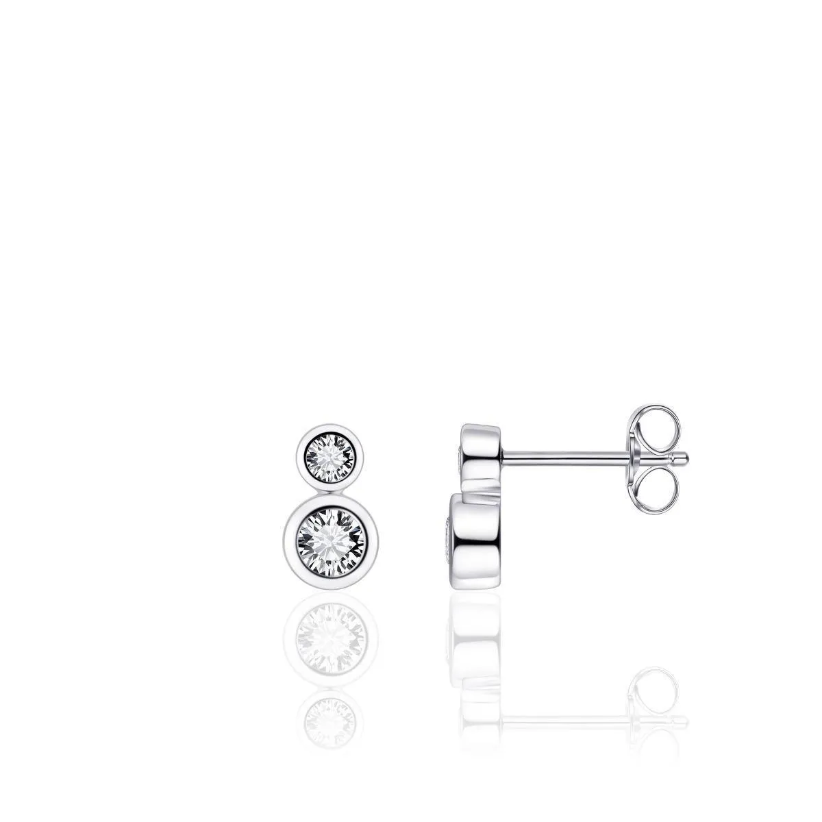 Gisser Double CZ Stud Earrings
