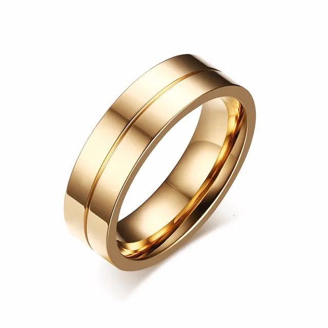 Gold Color Wedding Bands Women Men Stainless Steel Engagement Couple Anniversary Rings