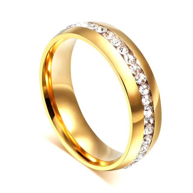 Gold Color Wedding Bands Women Men Stainless Steel Engagement Couple Anniversary Rings