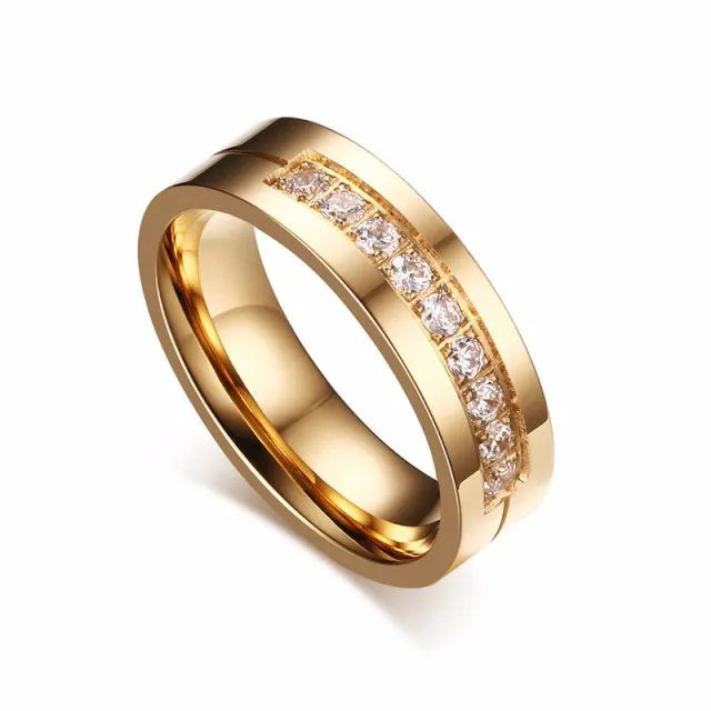 Gold Color Wedding Bands Women Men Stainless Steel Engagement Couple Anniversary Rings