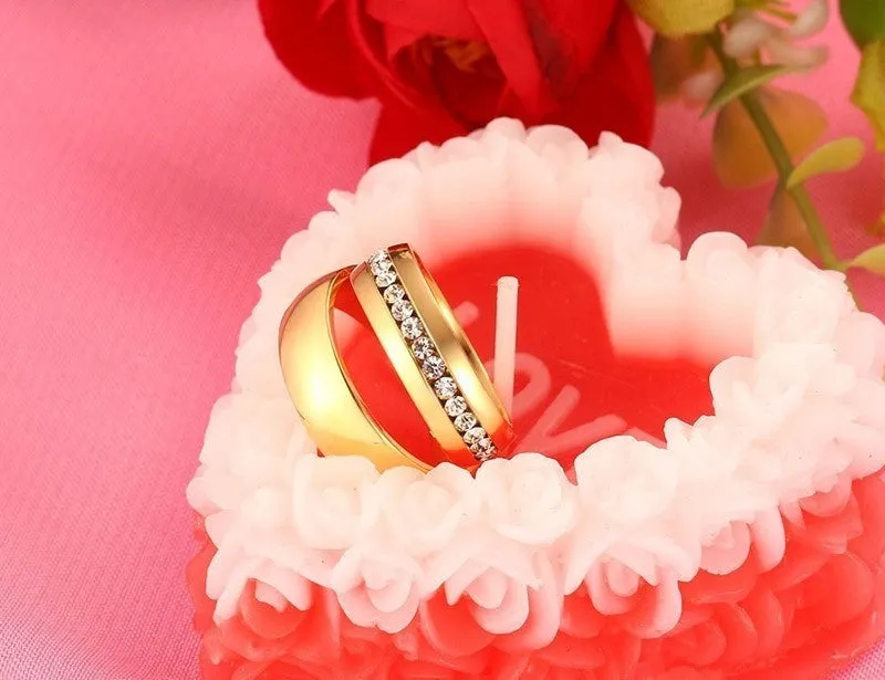 Gold Color Wedding Bands Women Men Stainless Steel Engagement Couple Anniversary Rings