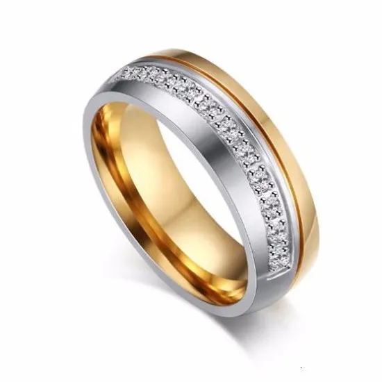 Gold Color Wedding Bands Women Men Stainless Steel Engagement Couple Anniversary Rings