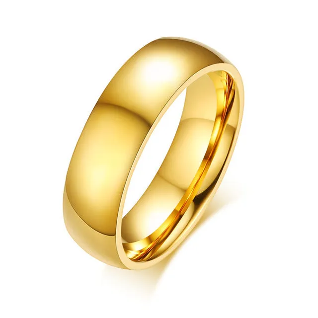 Gold Color Wedding Bands Women Men Stainless Steel Engagement Couple Anniversary Rings