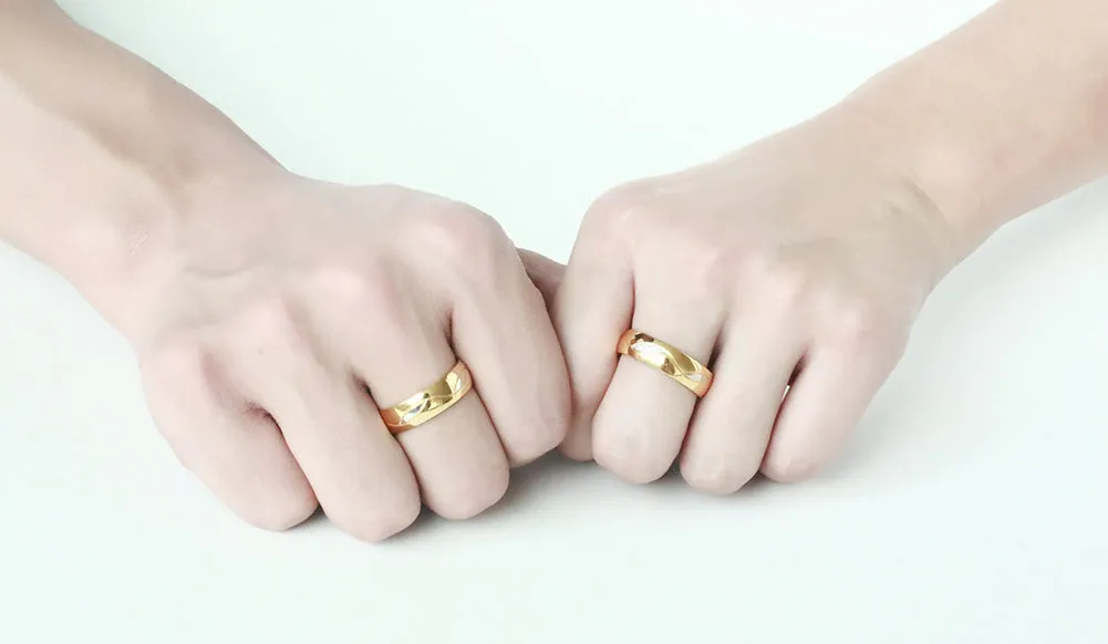 Gold Color Wedding Bands Women Men Stainless Steel Engagement Couple Anniversary Rings