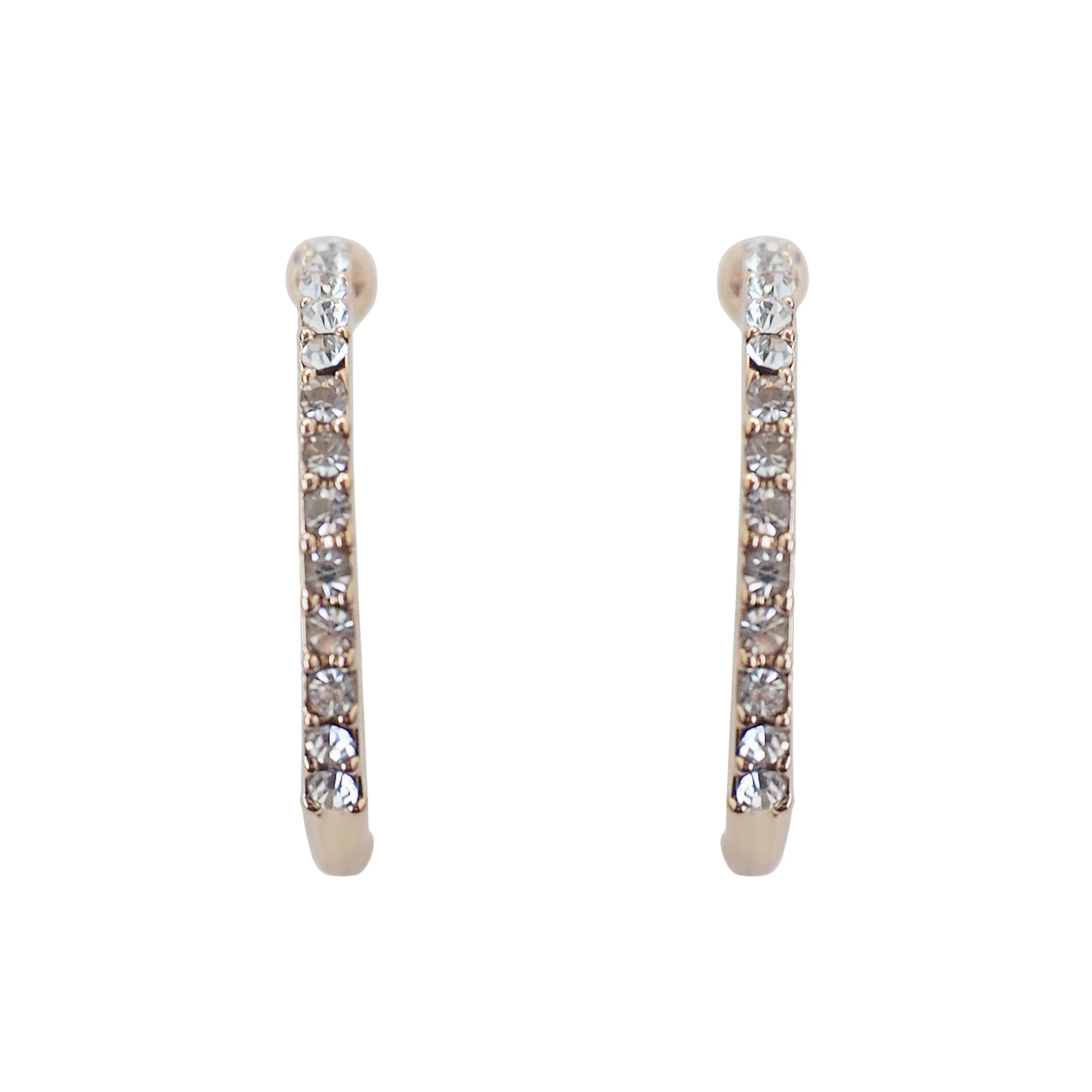 Gold Crystal Hoop Ear Cuff Clip On Earrings