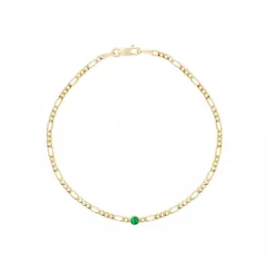 Gold Figaro Chain with Colored Crystal Stone Bracelets