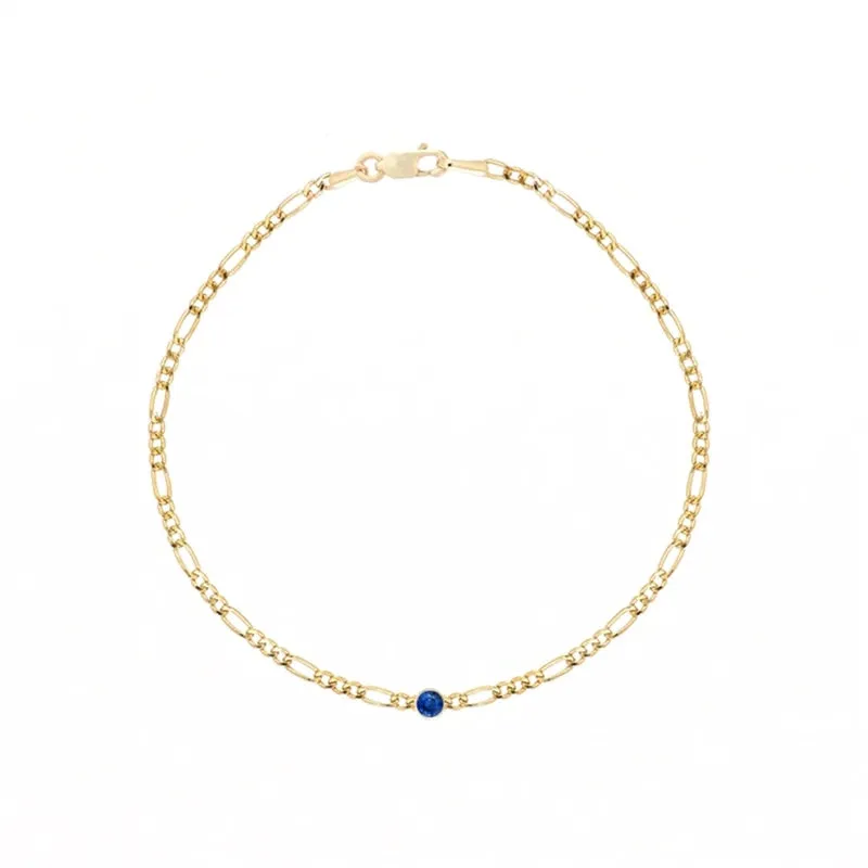 Gold Figaro Chain with Colored Crystal Stone Bracelets