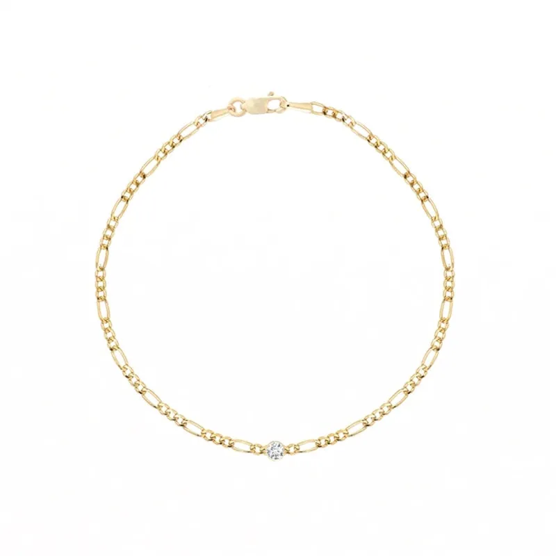 Gold Figaro Chain with Colored Crystal Stone Bracelets