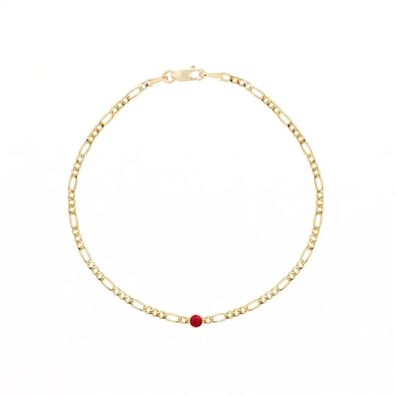 Gold Figaro Chain with Colored Crystal Stone Bracelets