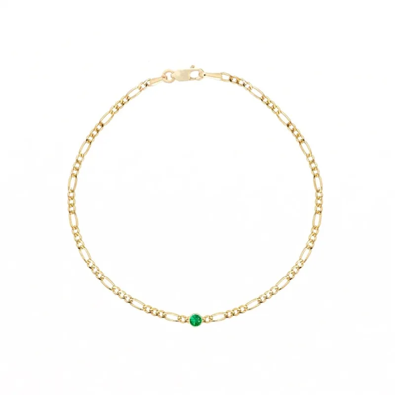 Gold Figaro Chain with Colored Crystal Stone Bracelets