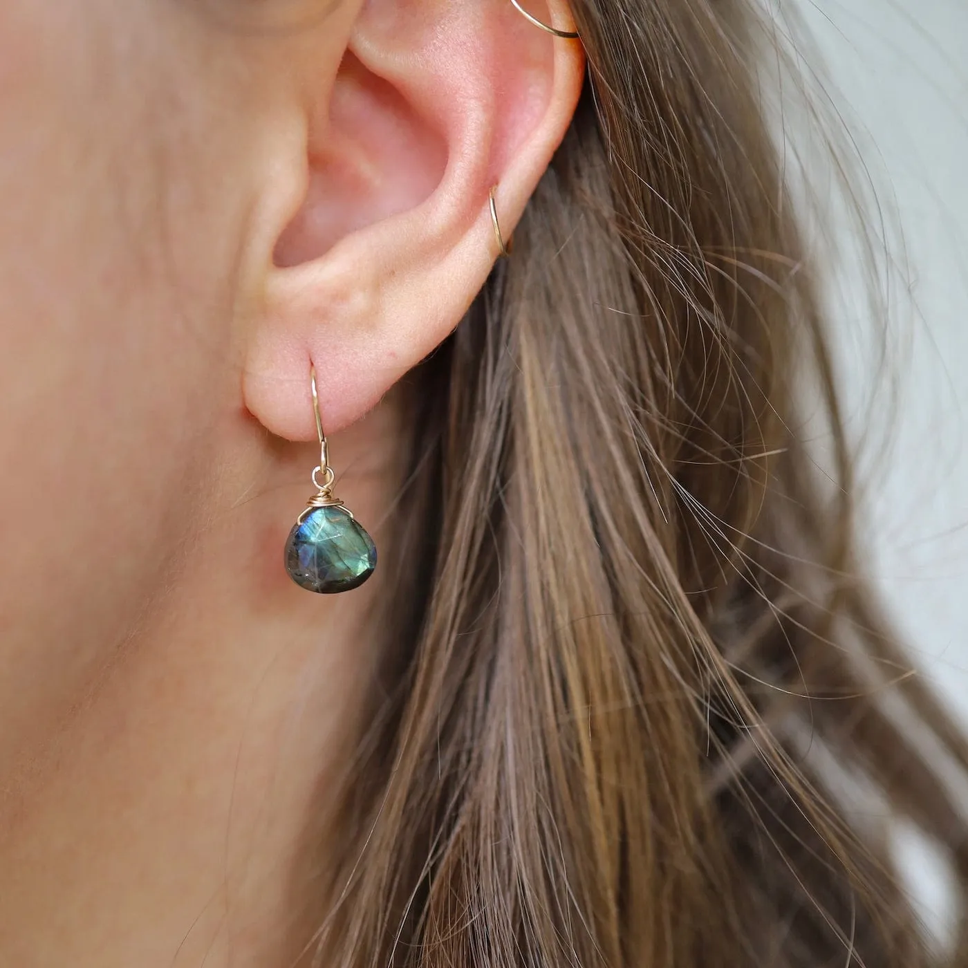 Gold Filled 10mm Labradorite Drop Earring