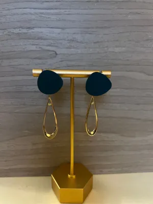 Gold Loops with Teal Stud Earrings
