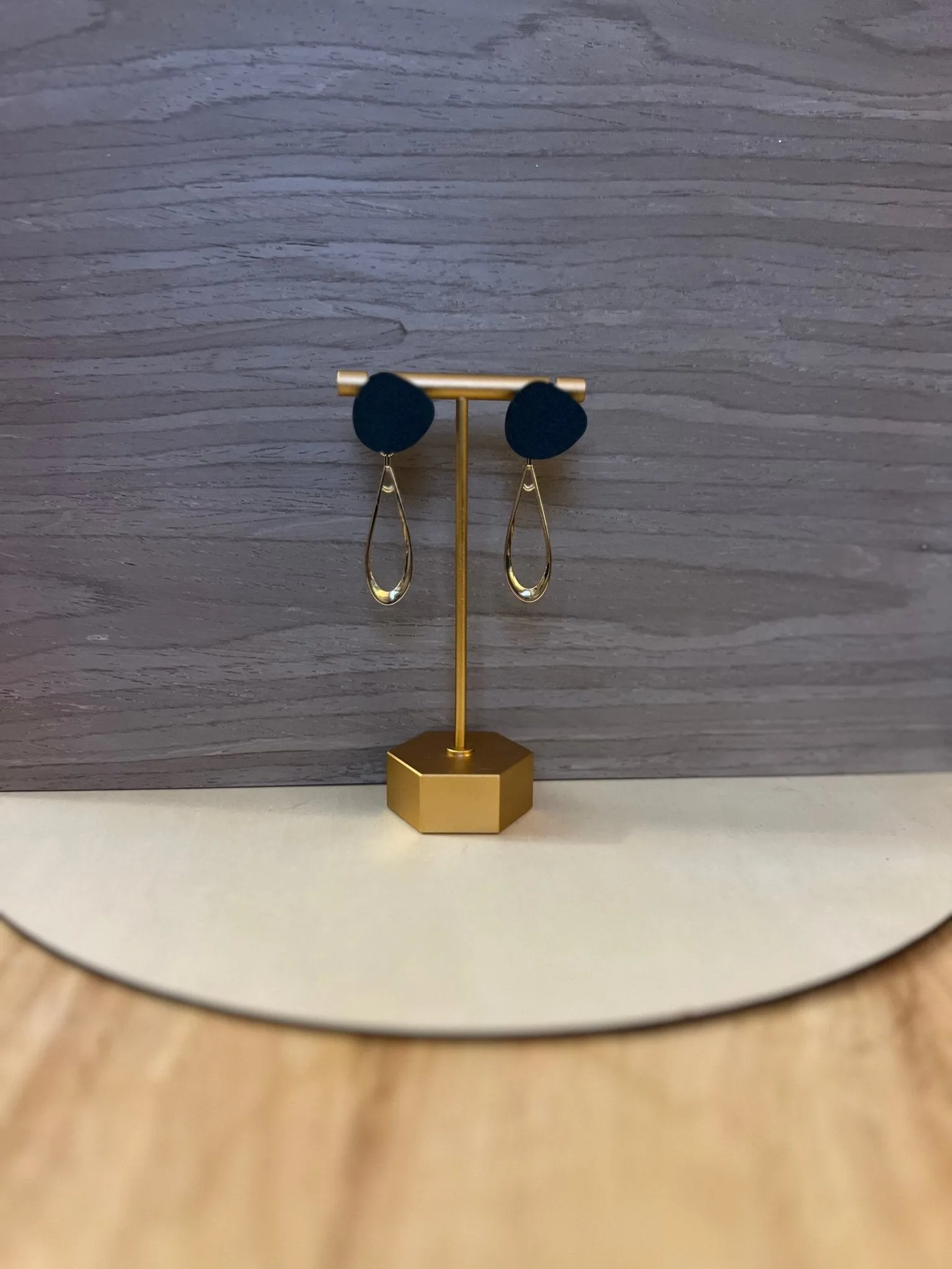 Gold Loops with Teal Stud Earrings