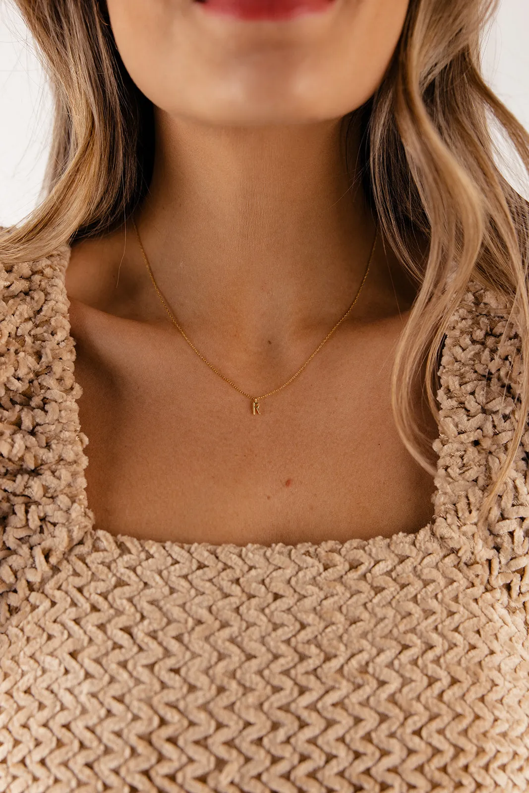 Gold Mini Letter Initial Necklace