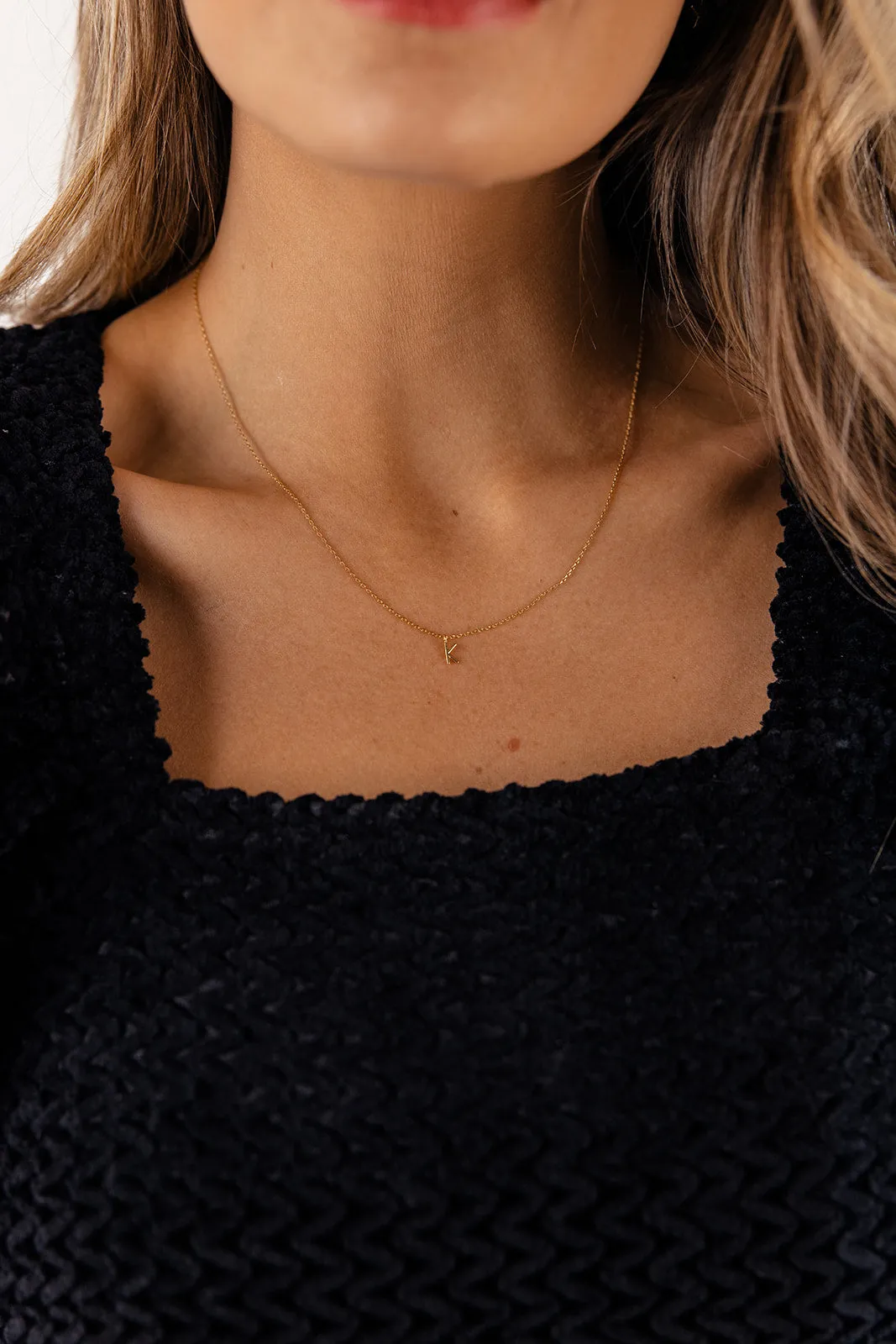 Gold Mini Letter Initial Necklace