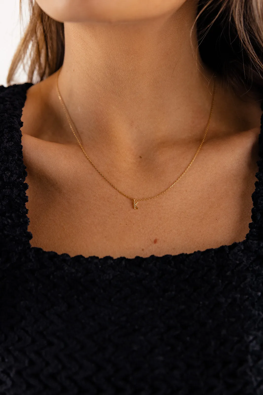 Gold Mini Letter Initial Necklace