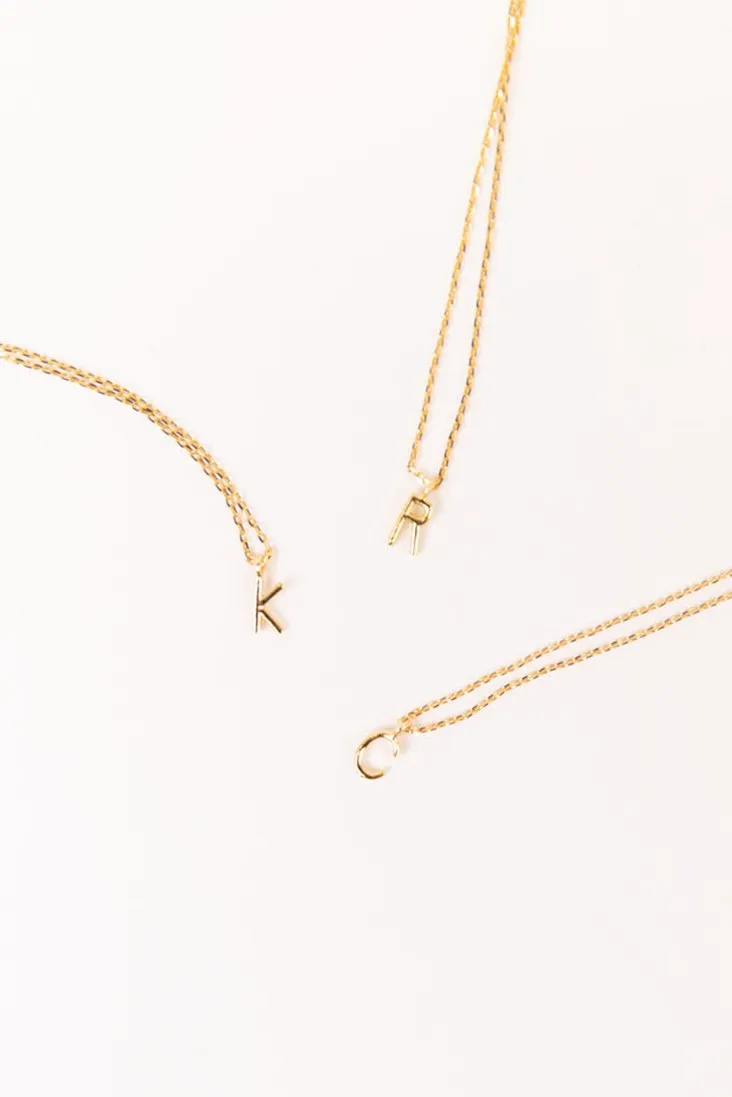 Gold Mini Letter Initial Necklace