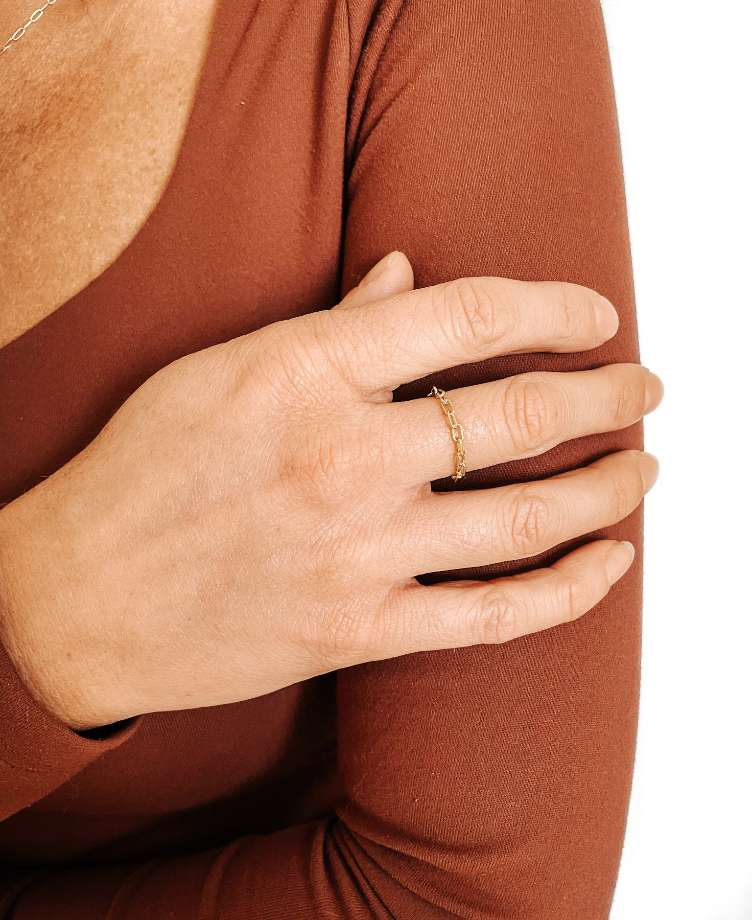 Gold Paperclip Chain Ring