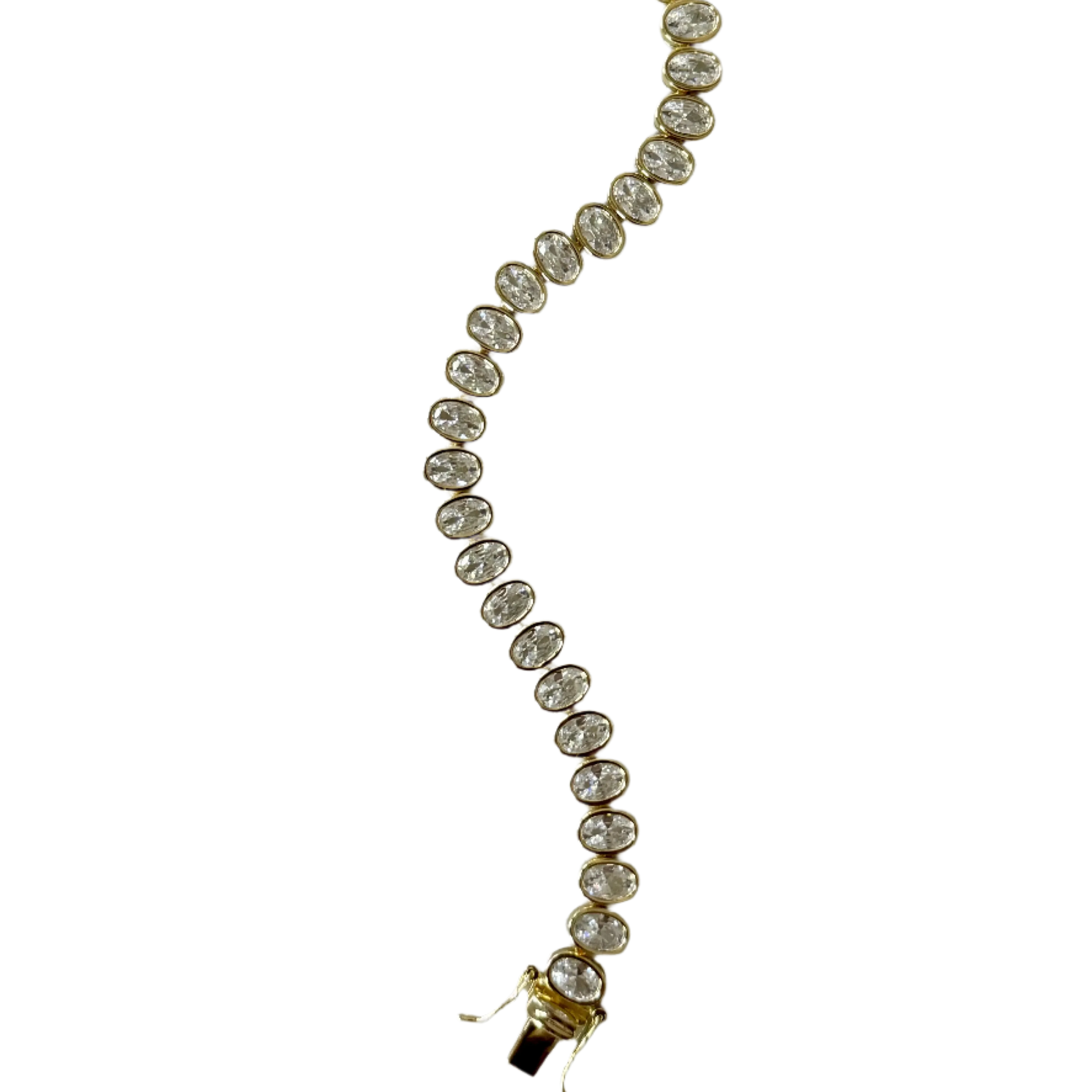 Gold Plate Sterling Oval Crystal Tennis Bracelet
