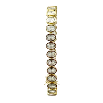 Gold Plate Sterling Oval Crystal Tennis Bracelet