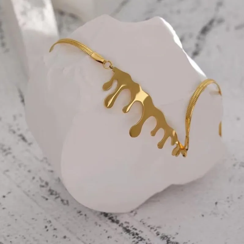 Gold Plated Drip Statement Choker Necklace