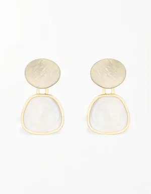 Golden Allure Trapezoid Drop Earrings with Textured Finish