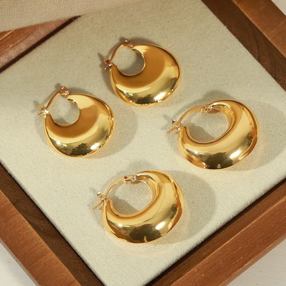 Golden Geometric U-Shaped Earrings - Stylish Women's Niche Jewelry
