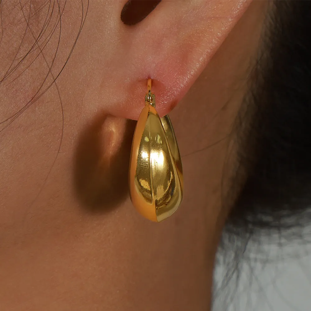 Golden Geometric U-Shaped Earrings - Stylish Women's Niche Jewelry