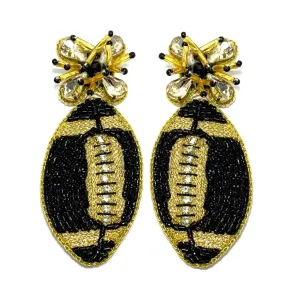 Golden Lily Black & Gold Football Burst Beaded Earrings
