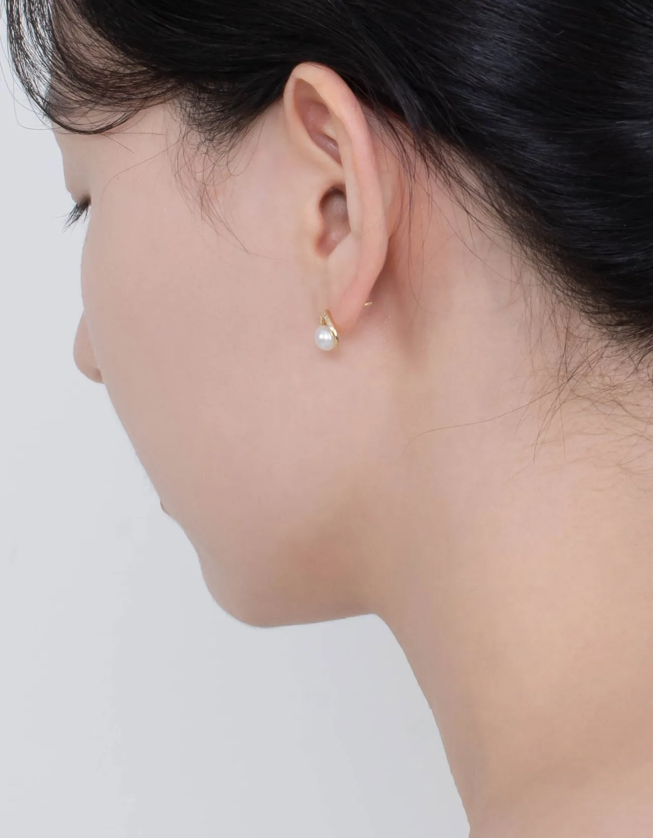 Golden Teardrop Freshwater Pearl and Cubic Zirconia Stud Earrings