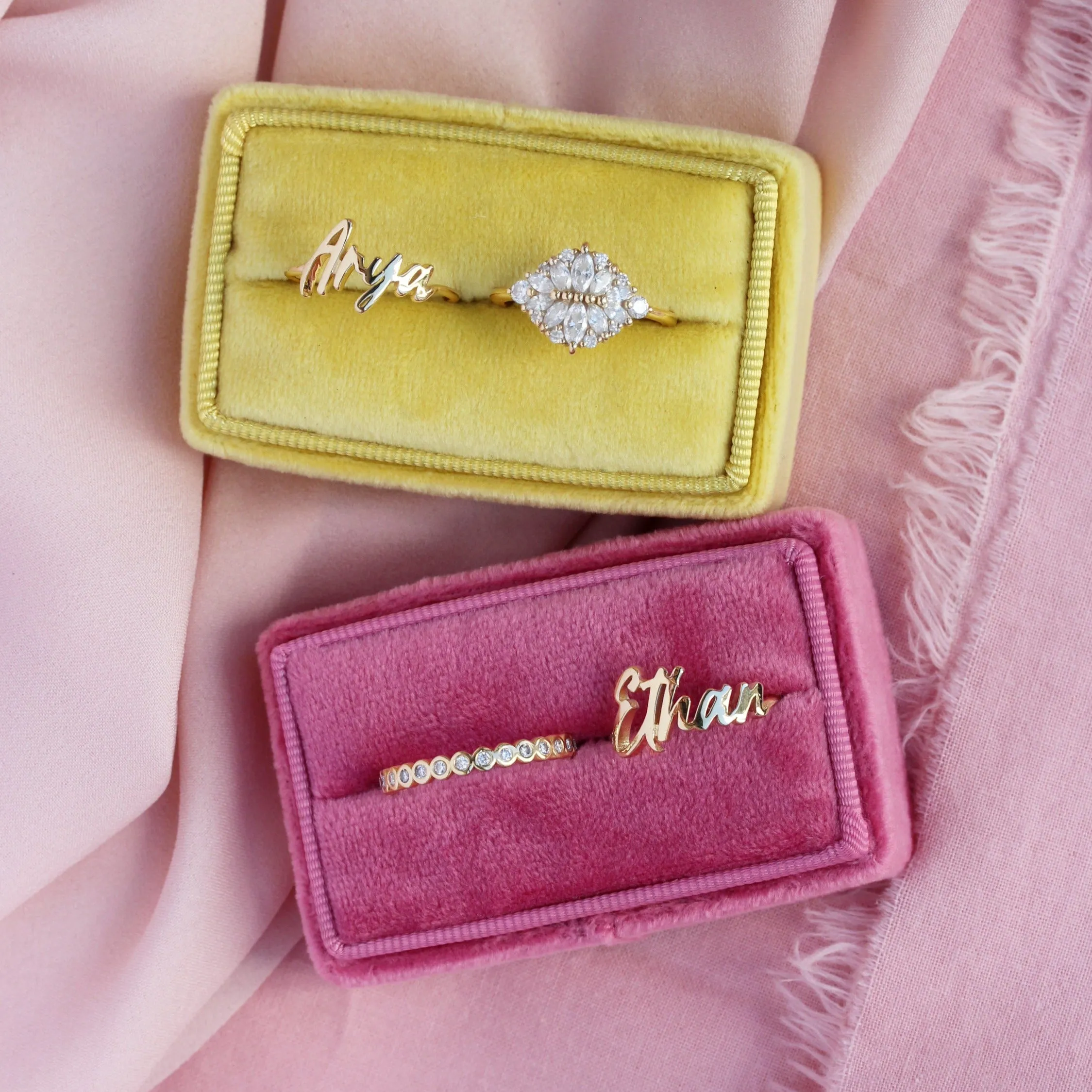 Graffiti Personalized Gold Name Ring