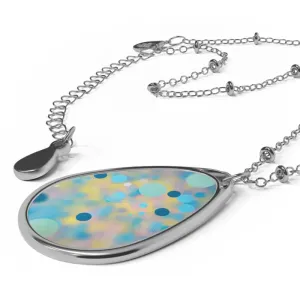 Green Abstract Pattern Oval Necklace on Aluminum Panel
