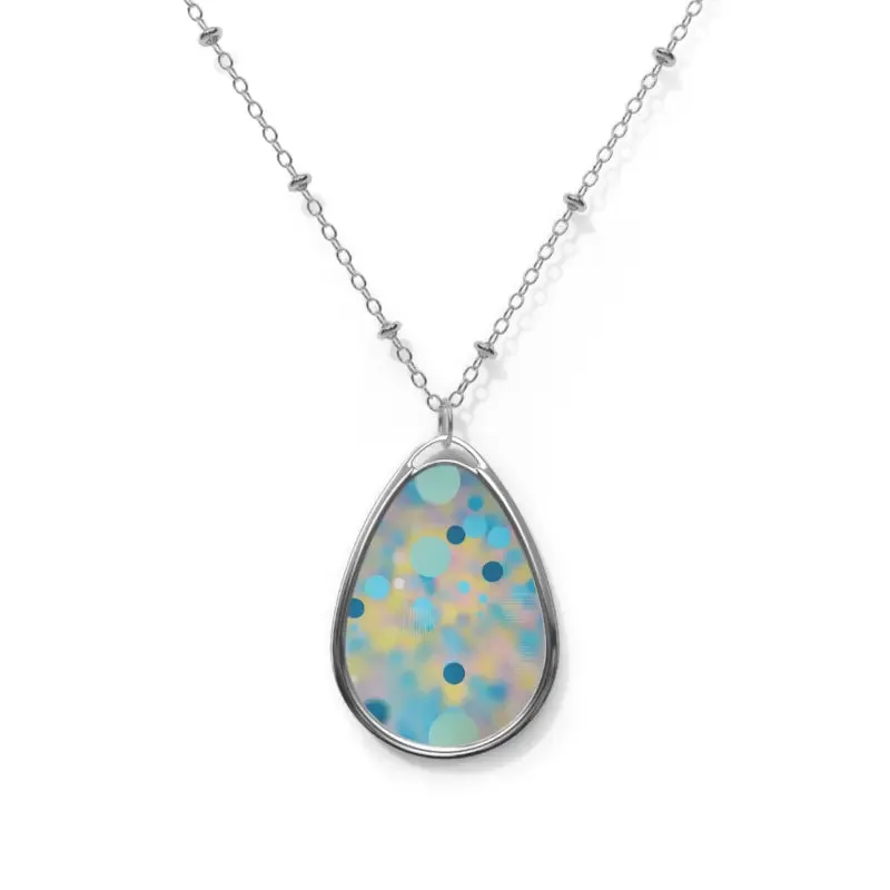 Green Abstract Pattern Oval Necklace on Aluminum Panel
