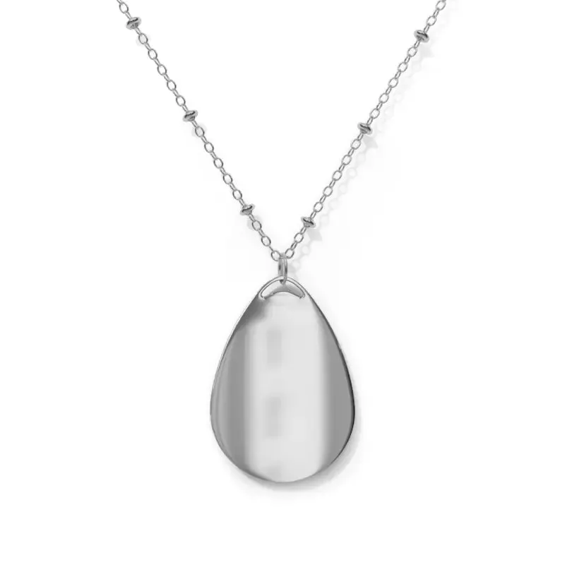 Green Abstract Pattern Oval Necklace on Aluminum Panel