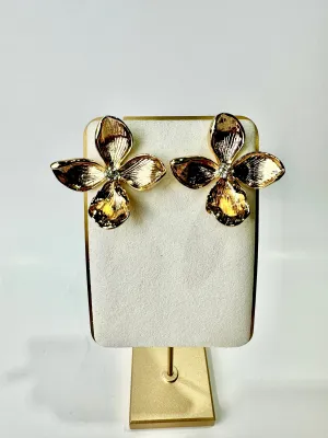 Guillermina - Gold Floral Stud Earrings