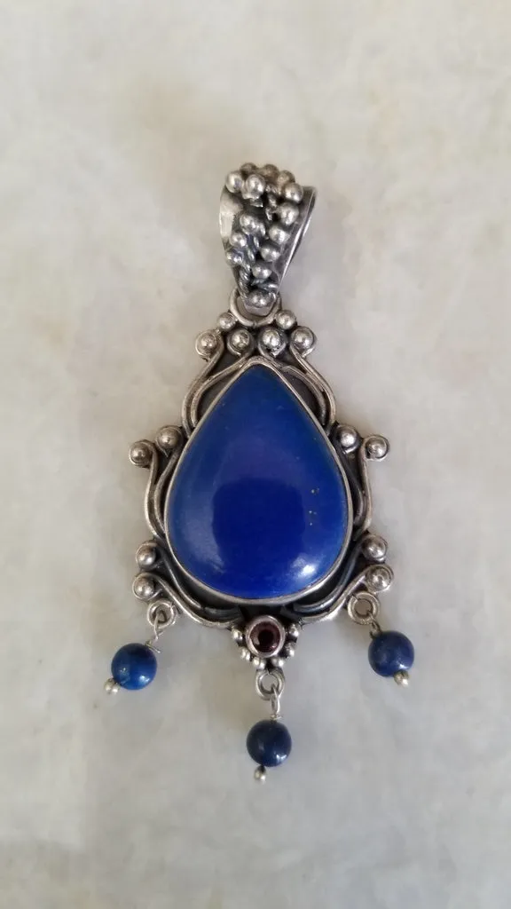 Hand Wrapped Natural Ruby Zoisite Unique Silver Pendant