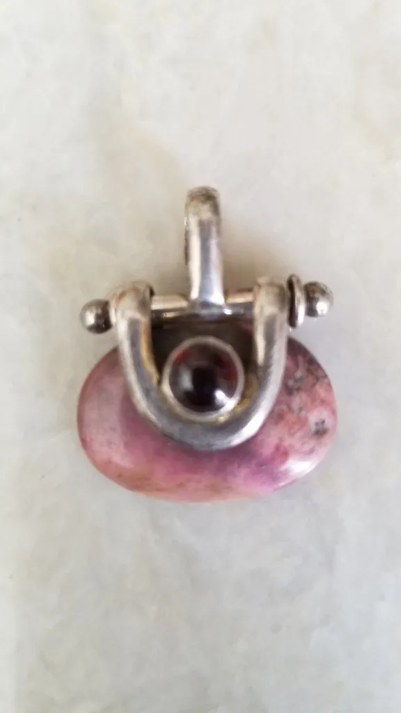 Hand Wrapped Natural Ruby Zoisite Unique Silver Pendant