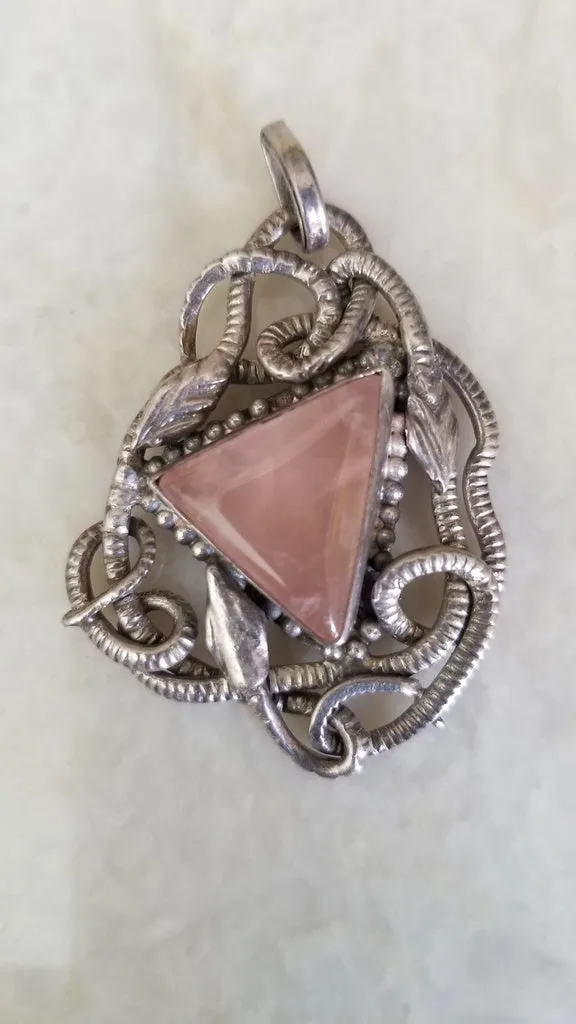 Hand Wrapped Natural Ruby Zoisite Unique Silver Pendant