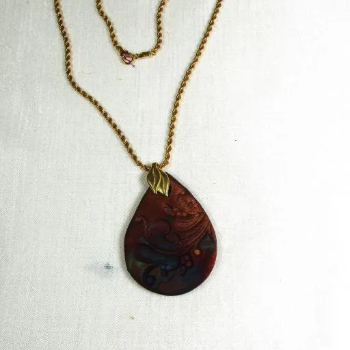 Handmade Artisan Pendant on Gold Snake Chain Necklace