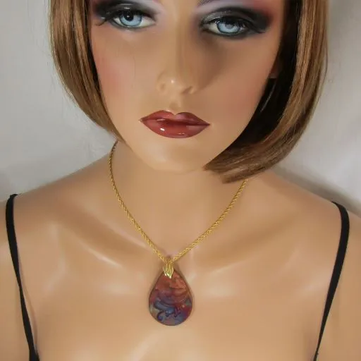 Handmade Artisan Pendant on Gold Snake Chain Necklace