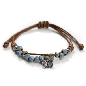 Handmade butterfly Ceramic Cracked Ice Vintage adjustable bracelets