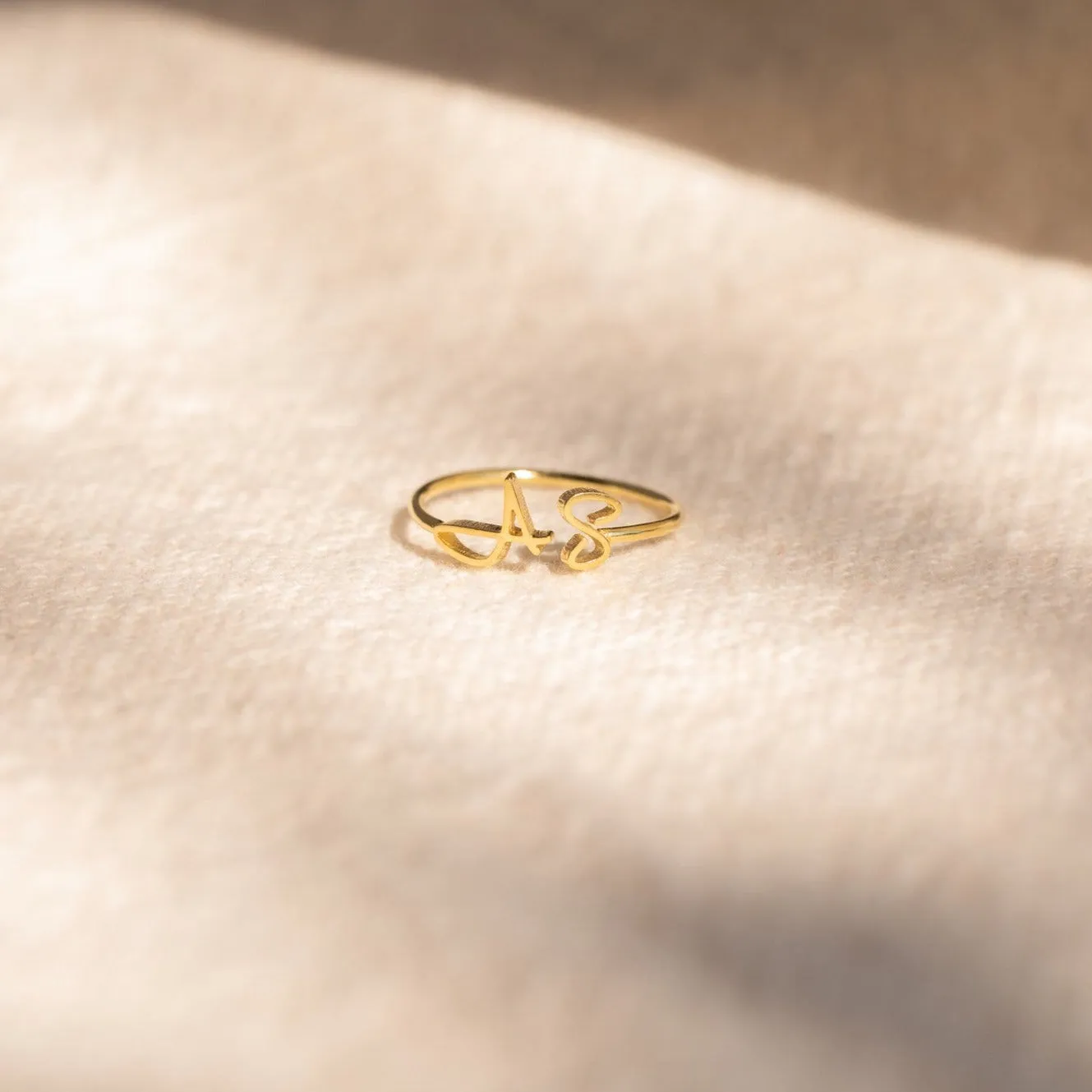 Handmade Custom Hallie Duo Initial Ring For Lovers